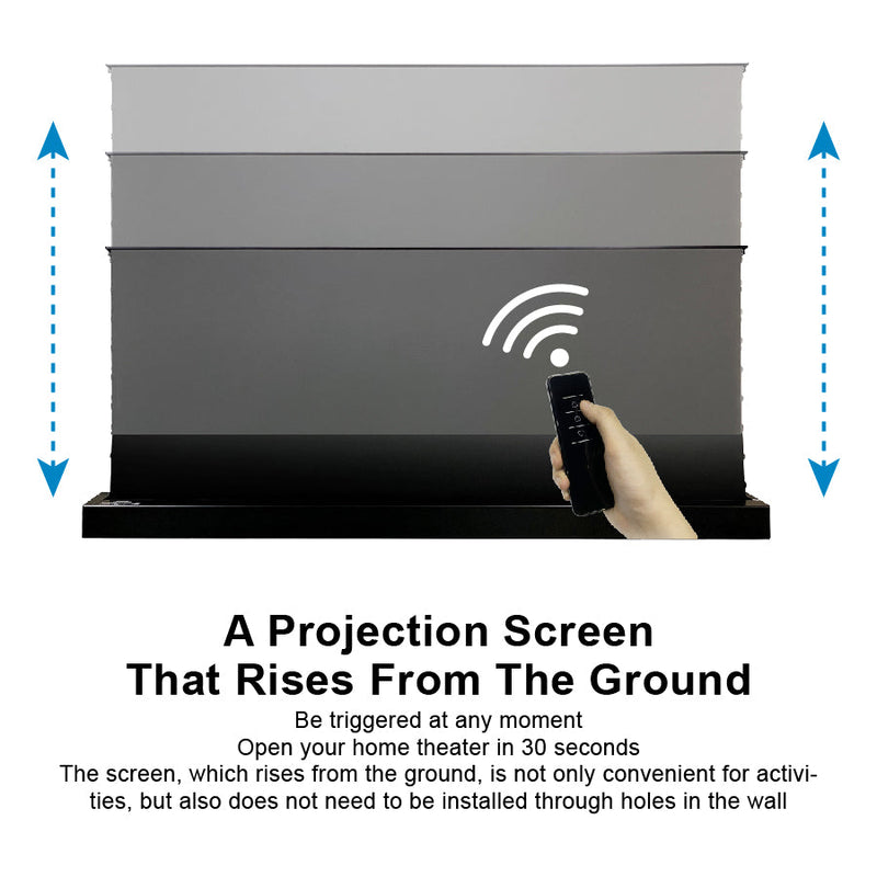 S PRO Electric Tension Floor Rising Screen With Ultra Short Throw Ambient Light Rejecting (For UST Laser Projectors)
